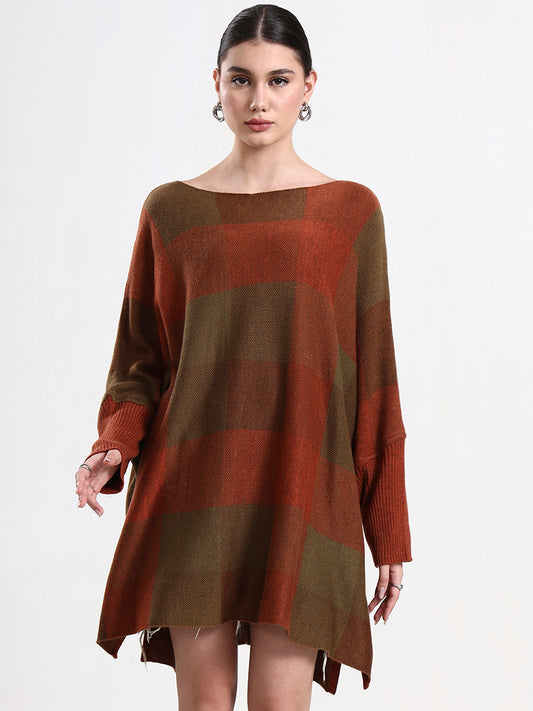 Cobre — Luxury Check Poncho