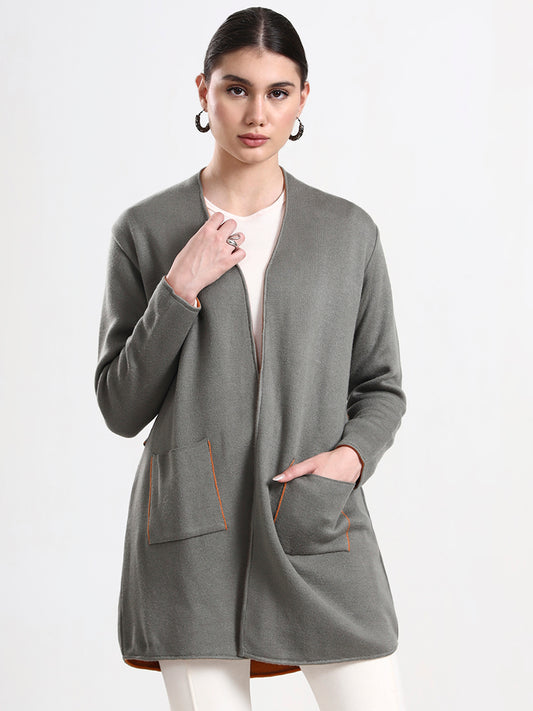 Graphite Mist Open-Front Shrug