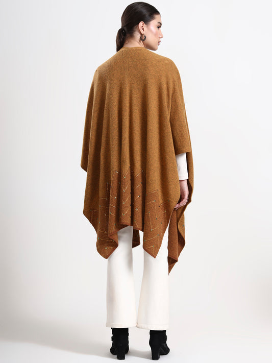 Saffron Embellished Lambswool Cape