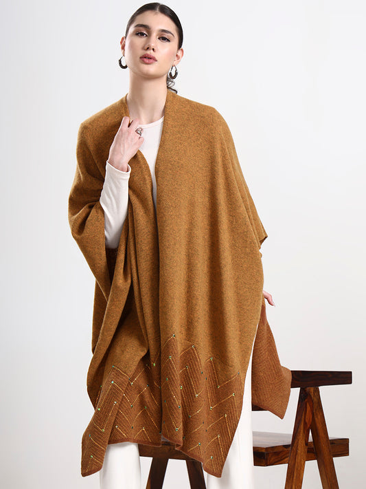 Saffron Embellished Lambswool Cape