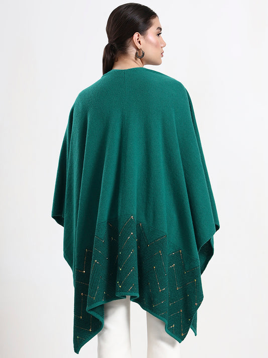 Fern Embellished Lambswool Cape