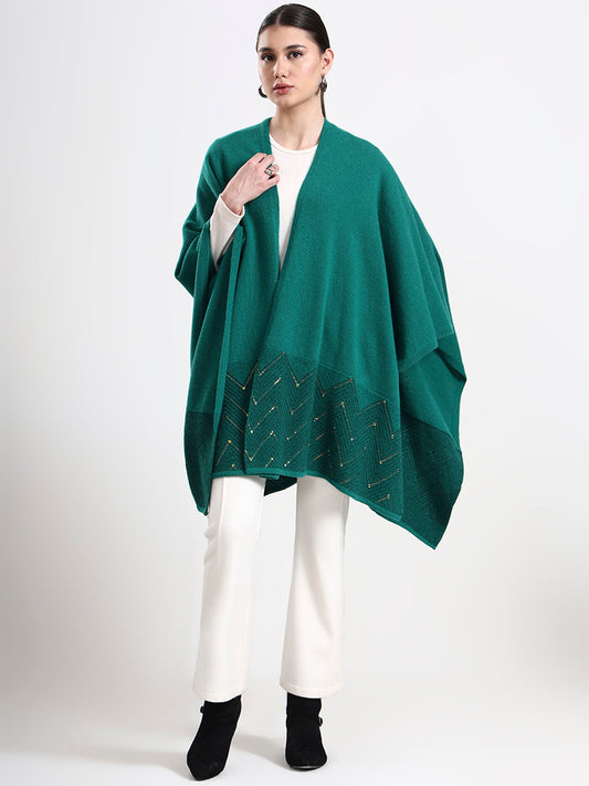 Fern Embellished Lambswool Cape