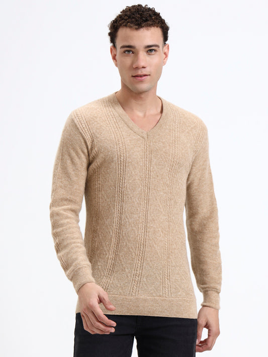 Morven Beige Classic V-Neck Pullover