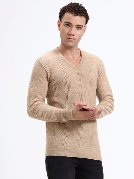 Morven Beige Classic V-Neck Pullover