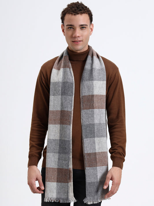 Ashford Grey Check Fringe Scarf