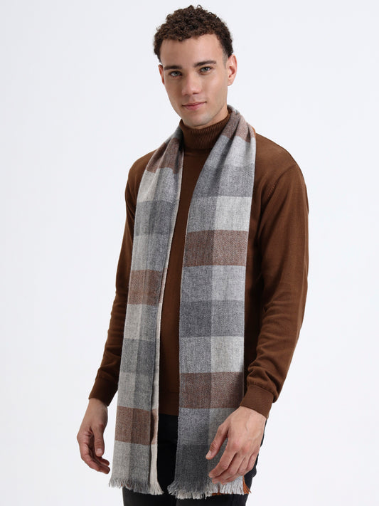 Ashford Grey Check Fringe Scarf