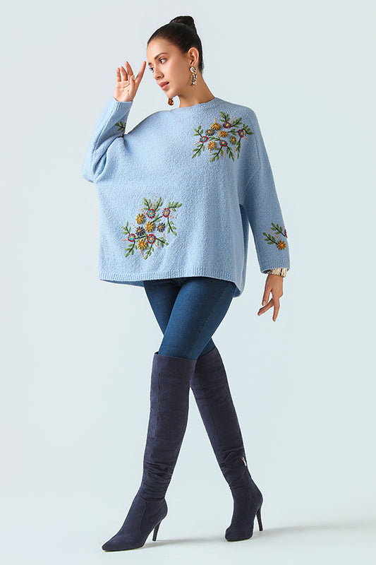 Azzurro Cielo Alpaca Poncho