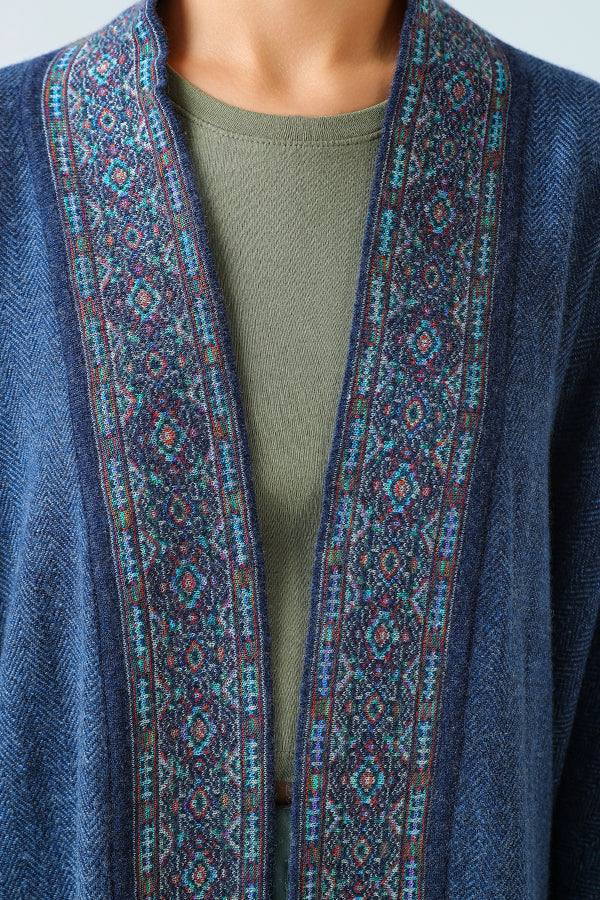 Bleu Héritage Tissé Cape