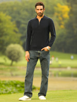 Deep Navy Quarter-Zip Knit Polo