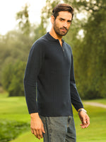 Deep Navy Quarter-Zip Knit Polo