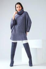 Aubergine High-Neck Poncho