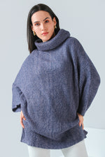 Aubergine High-Neck Poncho