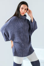 Aubergine High-Neck Poncho