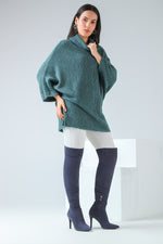 Forest Sage High-Neck Poncho