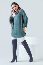 Forest Sage High-Neck Poncho