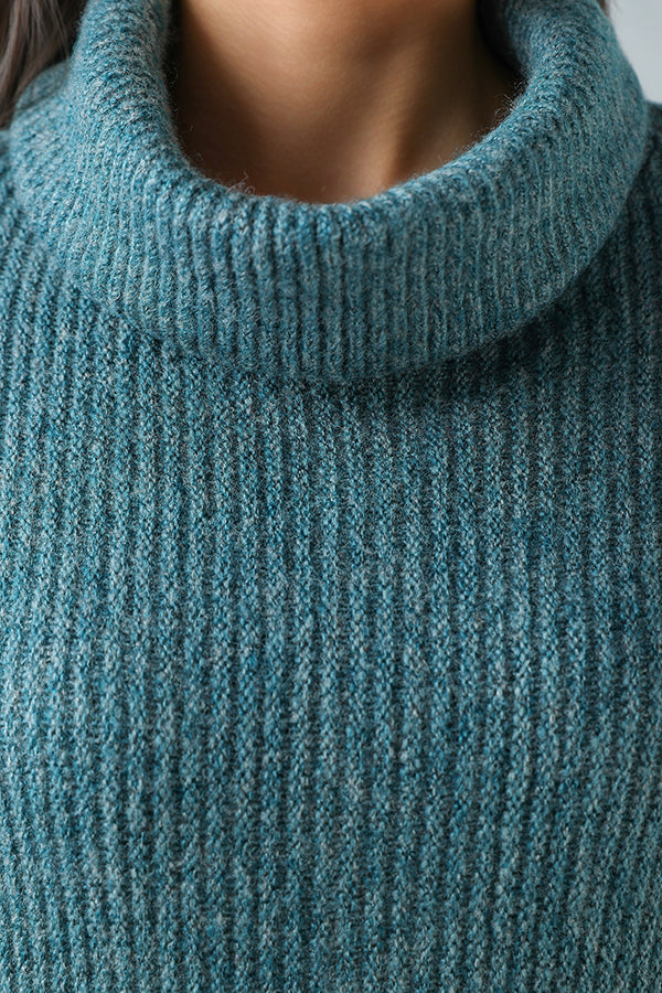 Forest Sage High-Neck Poncho