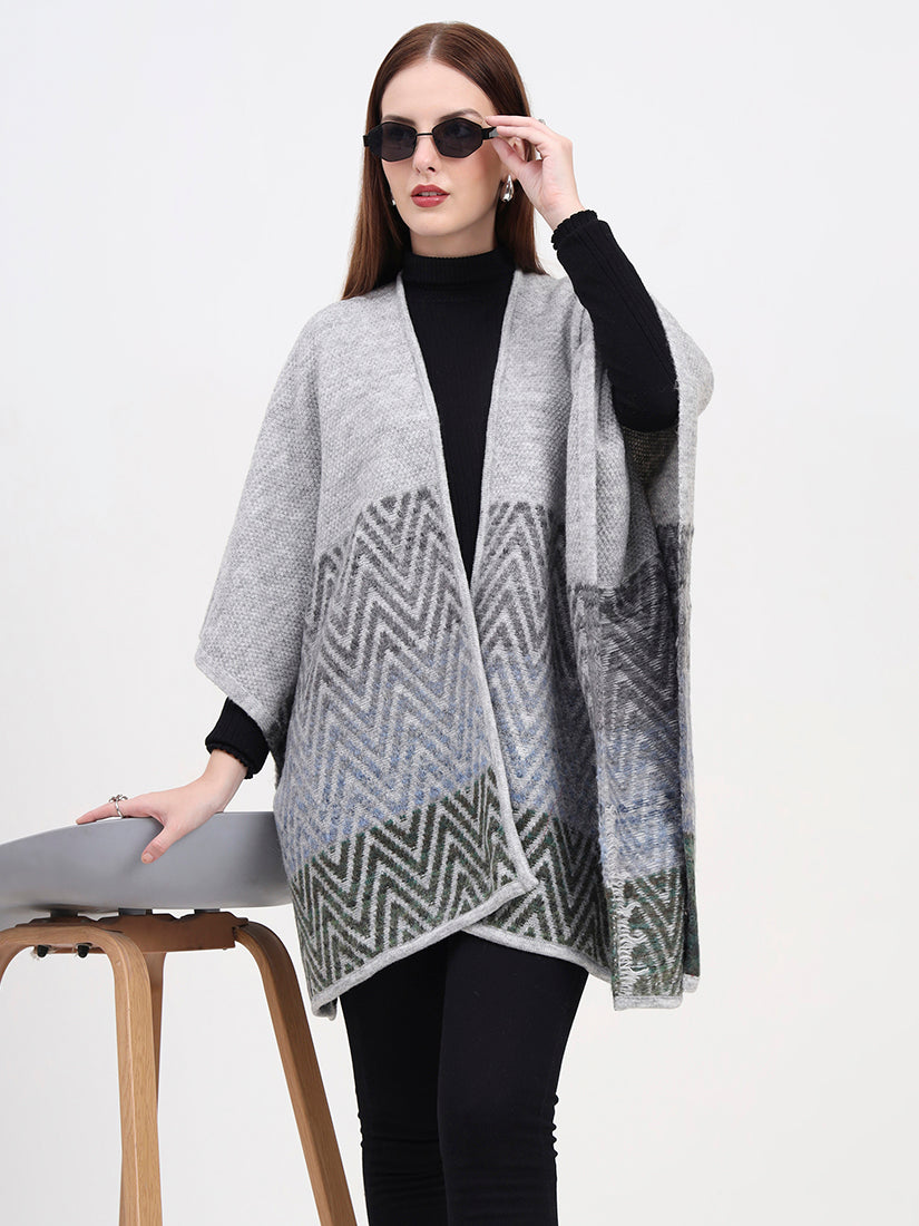 Silver Mist Chevron Cape