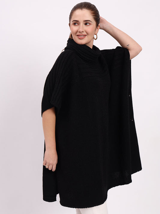 Noir Black Cascade Poncho