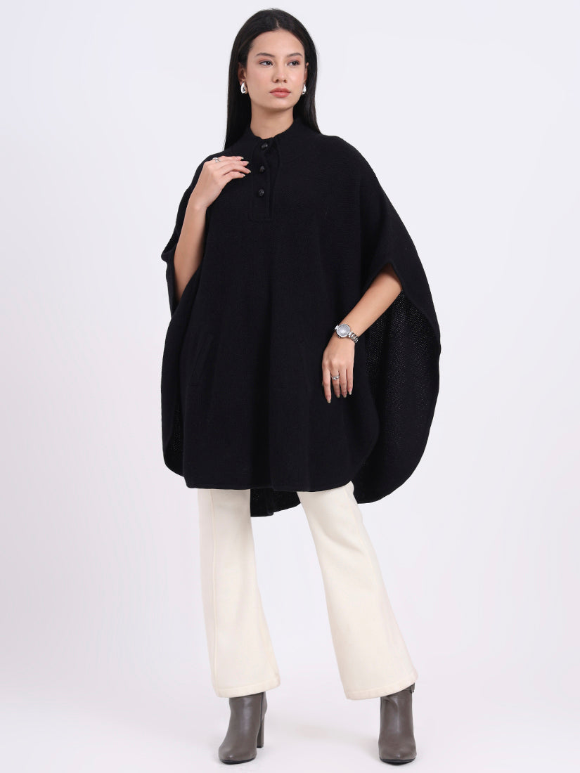 Raven Mist Buttoned Poncho