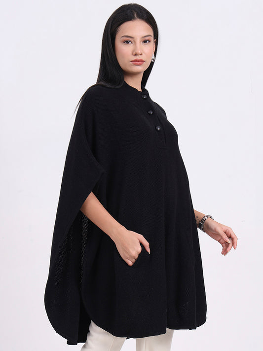 Raven Mist Buttoned Poncho