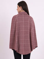 Wine Tartan Poncho