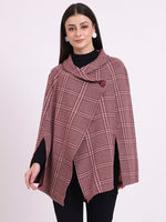 Wine Tartan Poncho