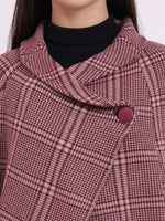 Wine Tartan Poncho