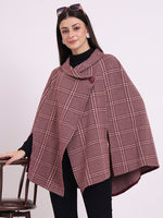 Wine Tartan Poncho
