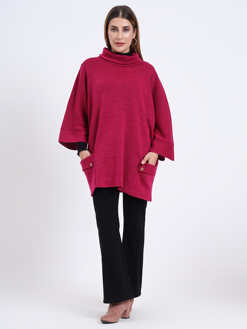 Fuchsia Crest Poncho