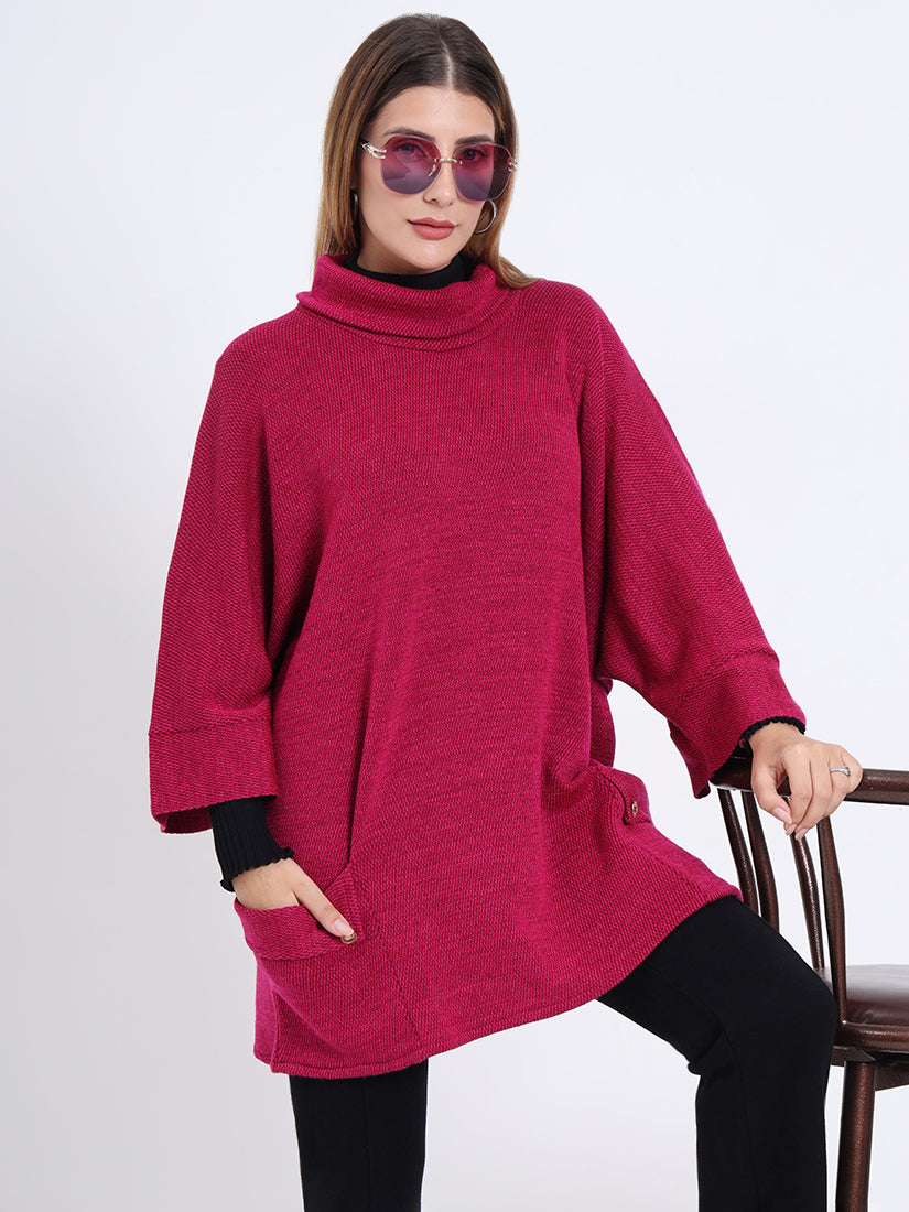 Fuchsia Crest Poncho