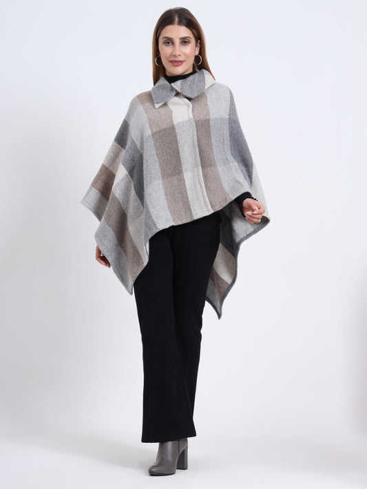 Sandstone Check Poncho