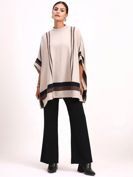 Oatmeal Stripe Poncho