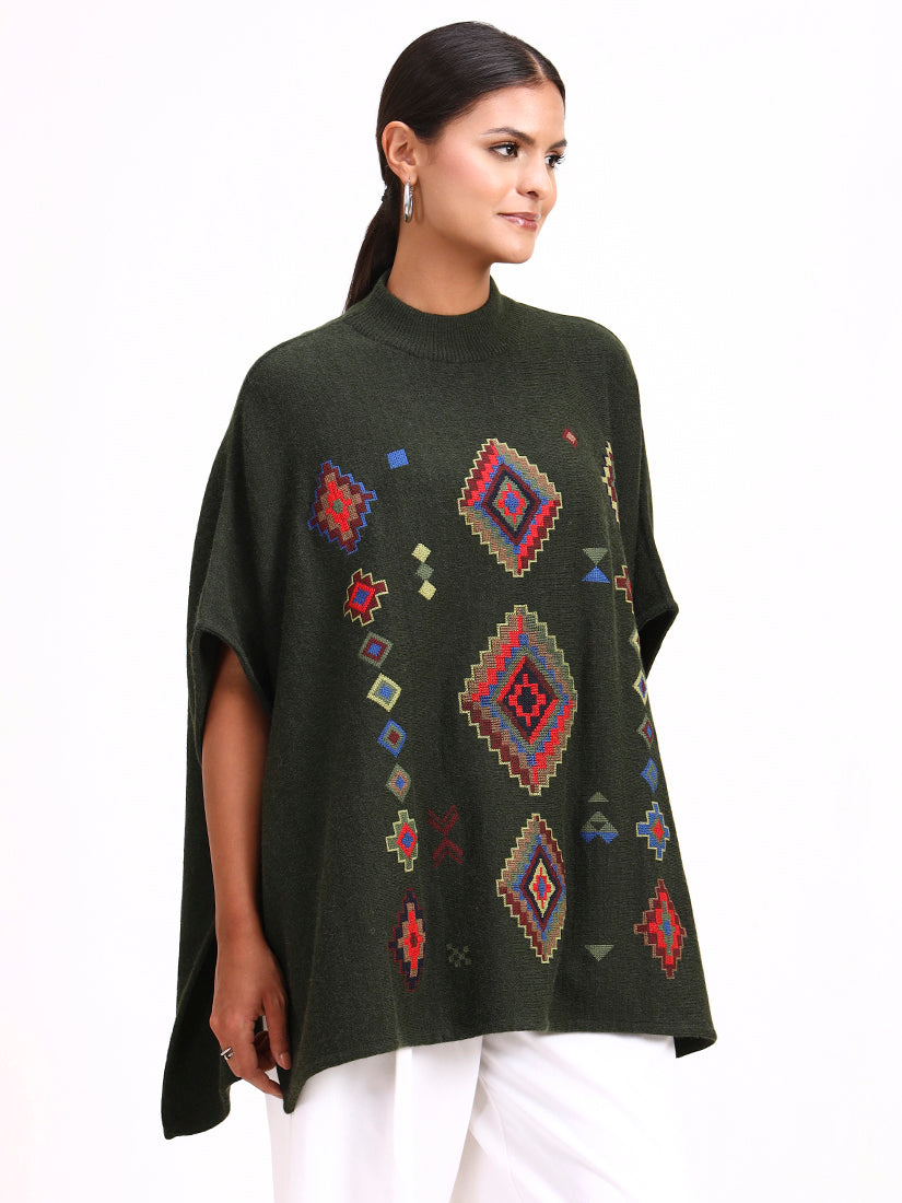 Olive Mosaic Poncho