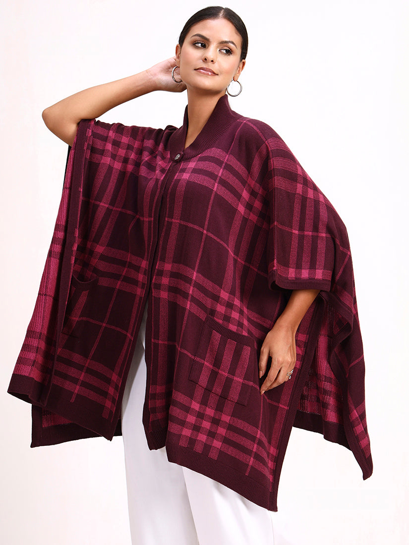 Bourgogne Tartan Cape