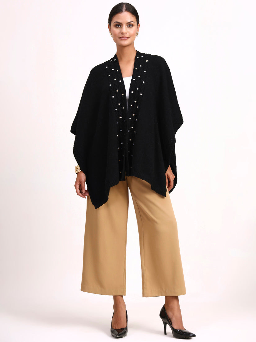 Noir Jardin d'Hiver Poncho