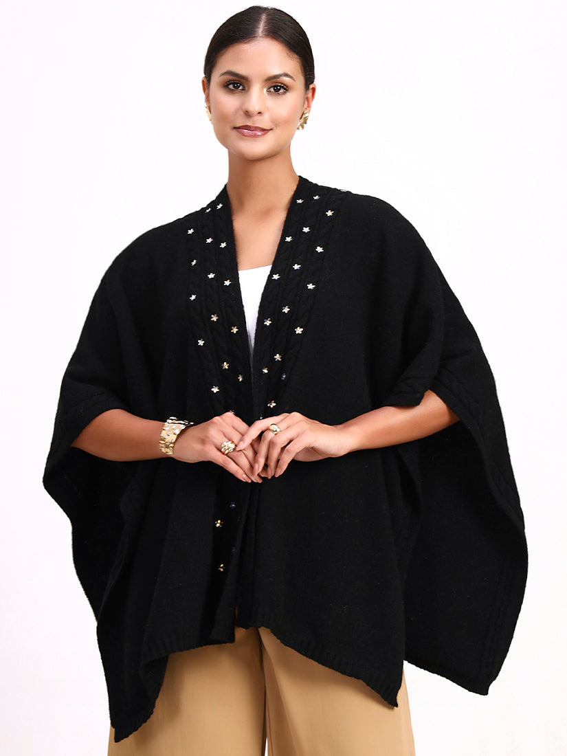 Noir Jardin d'Hiver Poncho