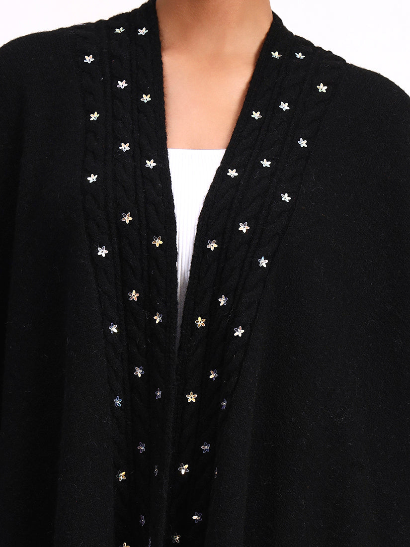 Noir Jardin d'Hiver Poncho