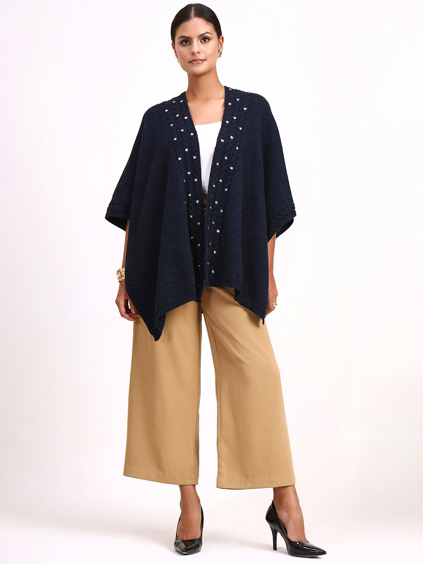 Bleu Fleur de Neige Poncho