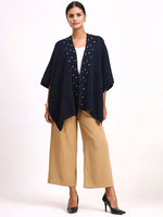 Bleu Fleur de Neige Poncho