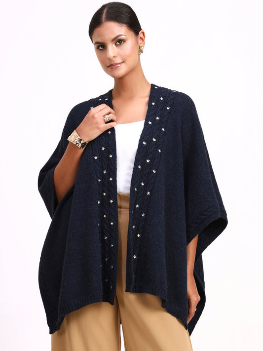 Bleu Fleur de Neige Poncho