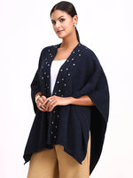 Bleu Fleur de Neige Poncho