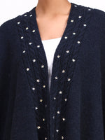 Bleu Fleur de Neige Poncho