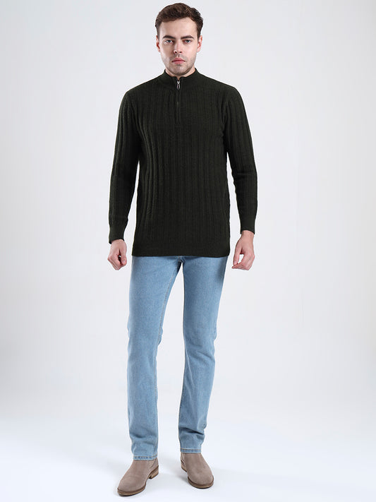 Woodland Olive Quarter-Zip Sweater