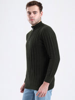 Woodland Olive Quarter-Zip Sweater