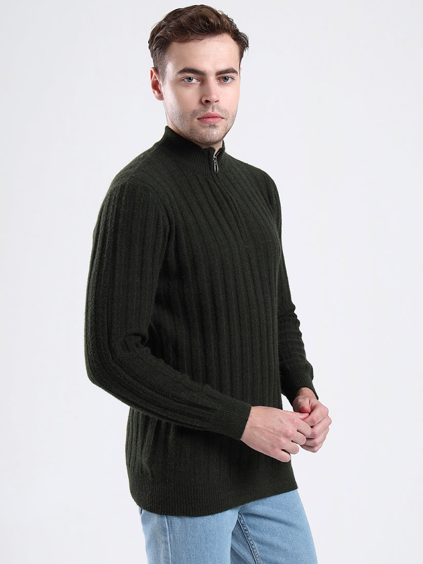 Woodland Olive Quarter-Zip Sweater