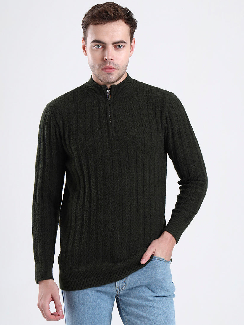 Woodland Olive Quarter-Zip Sweater