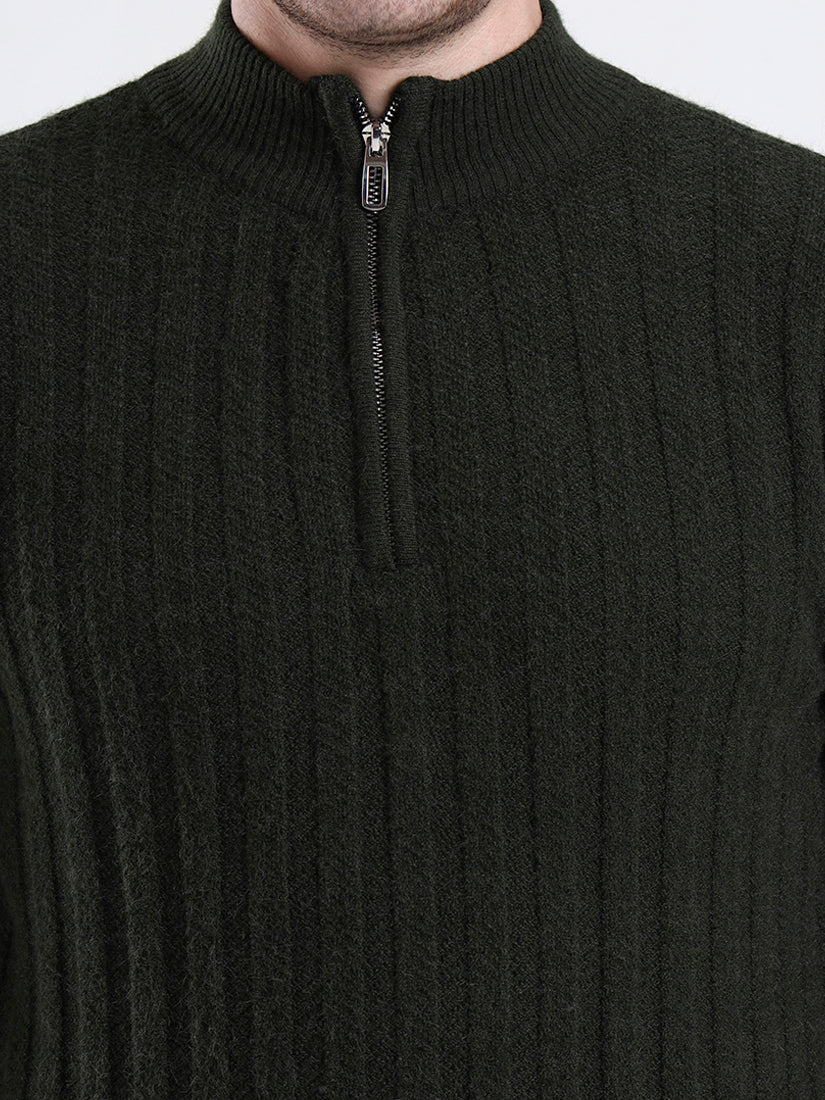 Woodland Olive Quarter-Zip Sweater