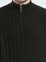 Woodland Olive Quarter-Zip Sweater