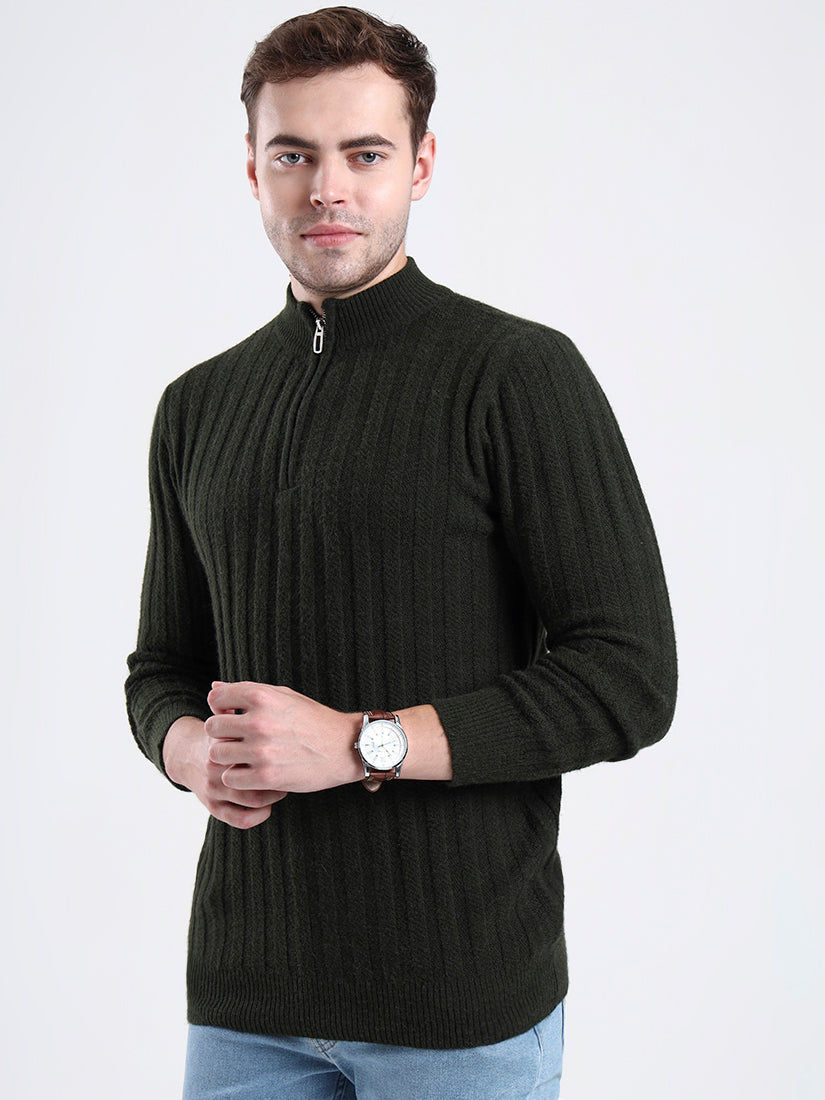 Woodland Olive Quarter-Zip Sweater