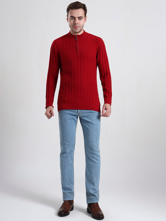 Burgundy Hearth Quarter-Zip Sweater